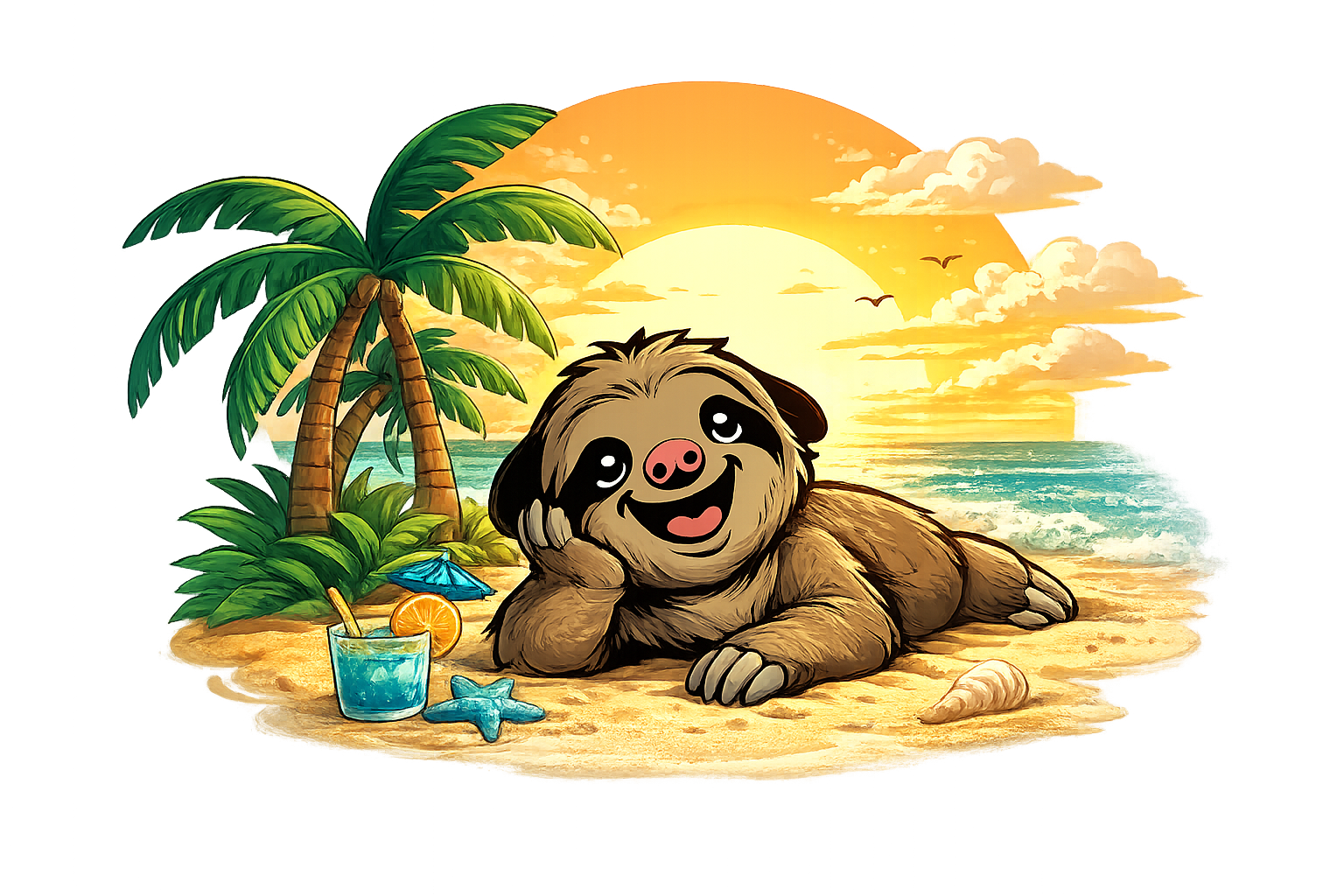 Perezoso relajado en la playa